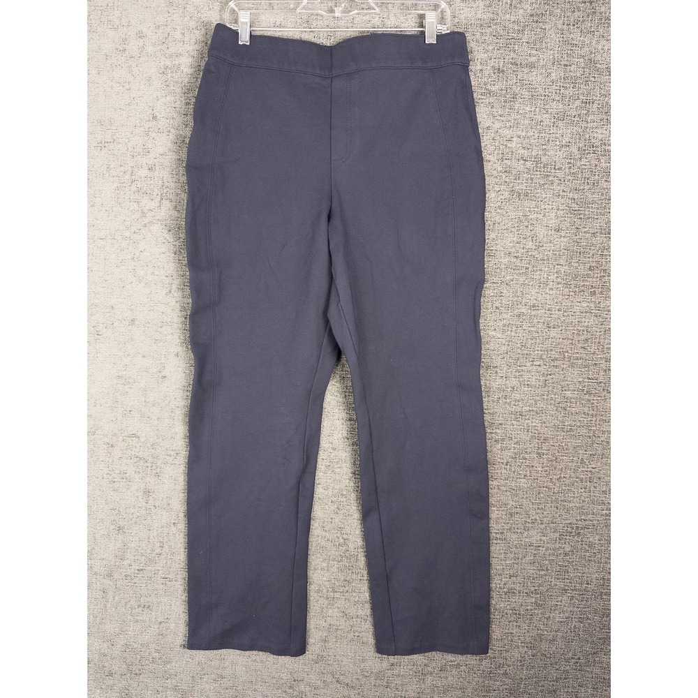 Spanx Pull On Pants Womens XL Navy Curvy Solid Flat‎ Front Ankle Comfort Casual